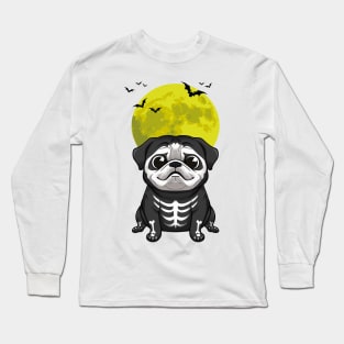 Pug's Spooky Moonlit Halloween Adventure Long Sleeve T-Shirt